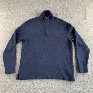 Ralph Lauren‎ Polo Sweater Mens Medium Blue 1/4 Zip Mock Pullover Golf Casual